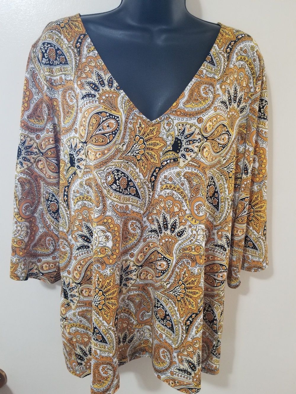 Michael Michael Kors Paisley Boho Blouse Statement Sleeve Resort Top L
